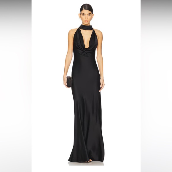 Stone Cold Fox x REVOLVE Amelia Gown Halter Satin Formal Evening Party Sz S